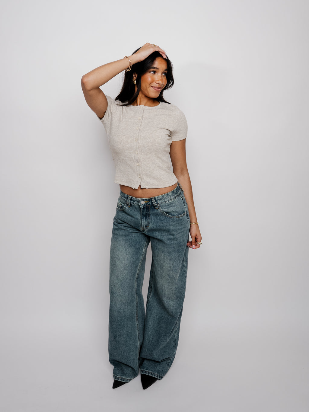 OAT BUTTON UP TEE