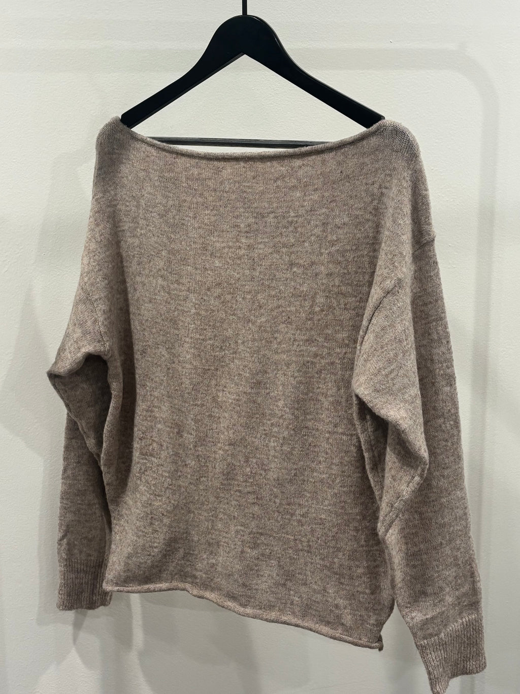 Heather Oat Off Shoulder Sweater