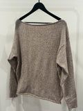 Heather Oat Off Shoulder Sweater